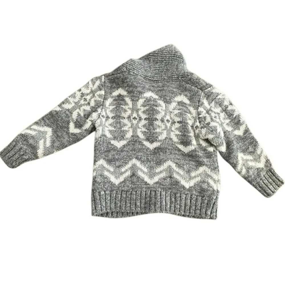 Baby Gap Kid's Gray Aztec Lebowski Button Front Cardigan Sweater Size 3T